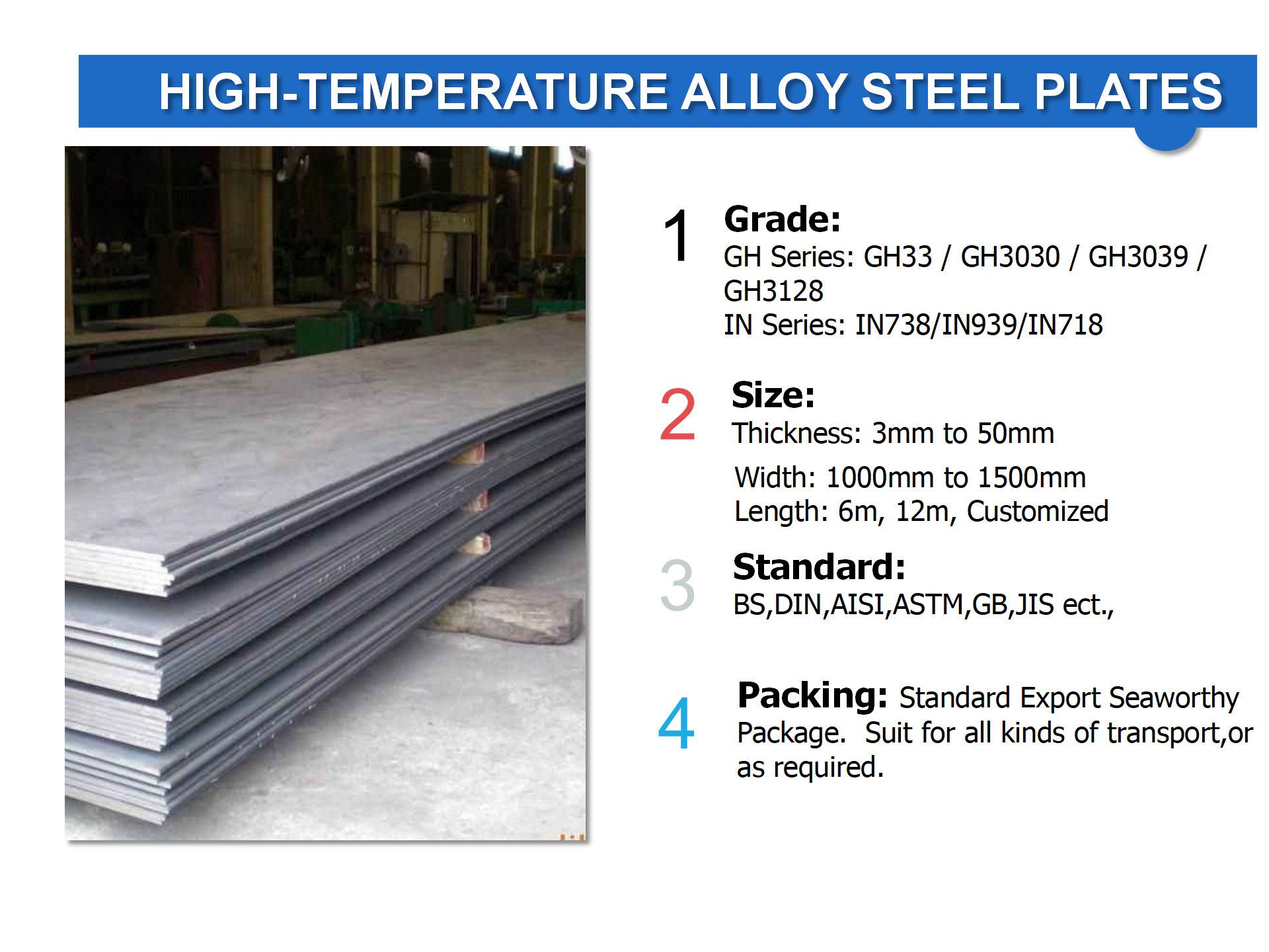 High-temperature alloy steel plates